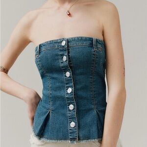 BDG Blue Denim Strapless Top